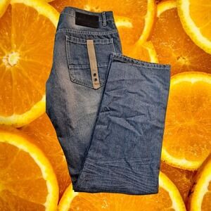 Ecko Unltd. W34 Straight Fit Denim‎ Jeans Distressed Blue Designer Men